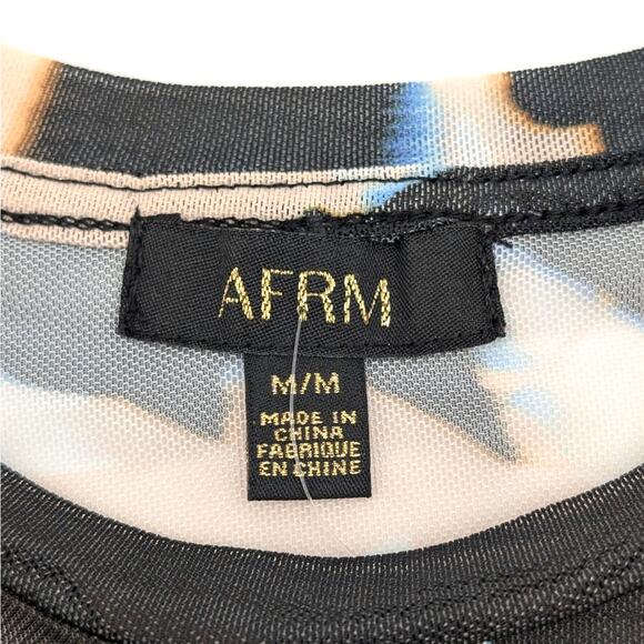 AFRM Women's Long Sleeve Power Mesh Top Shadow Floral Thumb Hole Size M - Picture 6 of 11